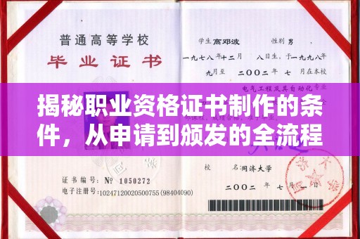 新丰揭秘职业资格证书制作的条件，从申请到颁发的全流程解析